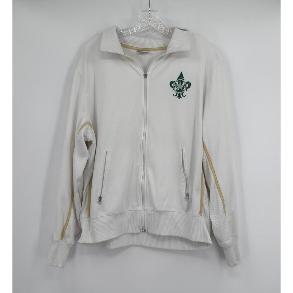Converse Star Vintage Mens White Logo Full Zip Track Jacket Sz L
